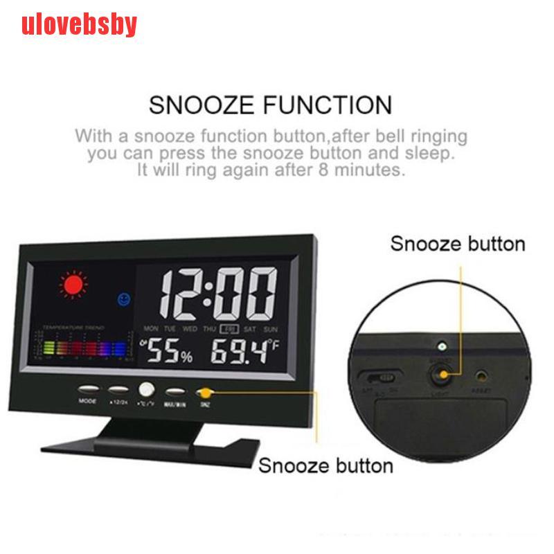 Đồng hồ báo thức kỹ thuật số màn hình màu LCD hiển thị thời tiết dự báo thời tiết cao cấp