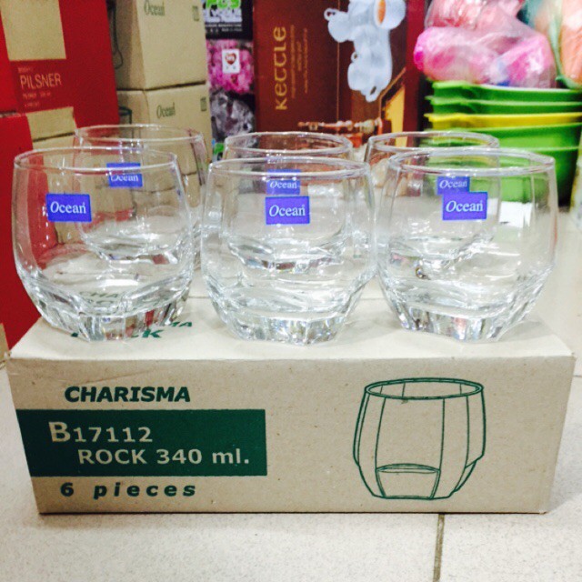 Bộ 6 cốc ly thủy tinh đẹp Ocean thái lan Charisma Rock 340ml B17112