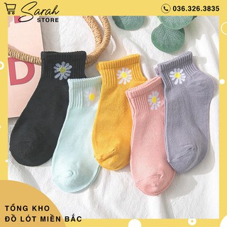 Túi 10 đôi tất nữ cổ ngắn cotton hoa cúc