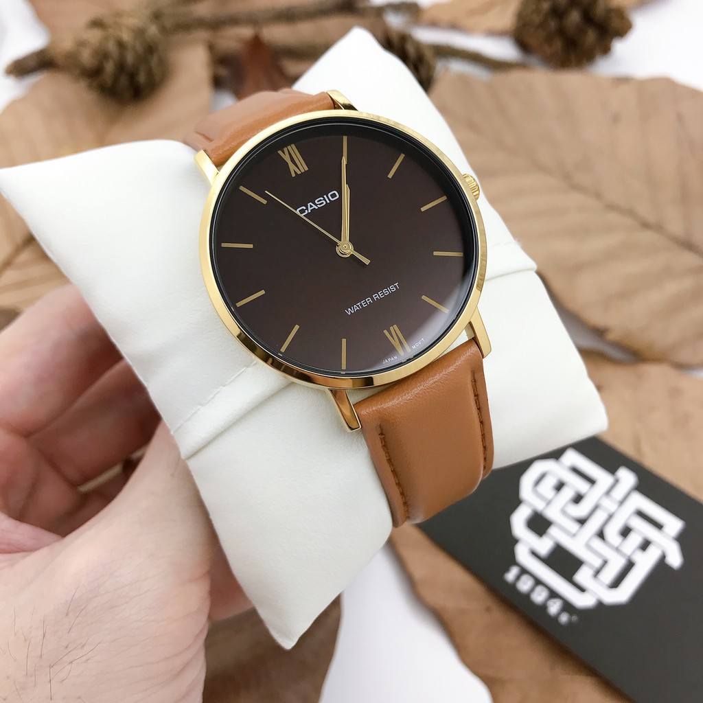 Đồng hồ nam Casio MTP-VT01 / MTP-VT01GL-2B dây da, size 40mm, chống nước 50m, hàng chính hãng