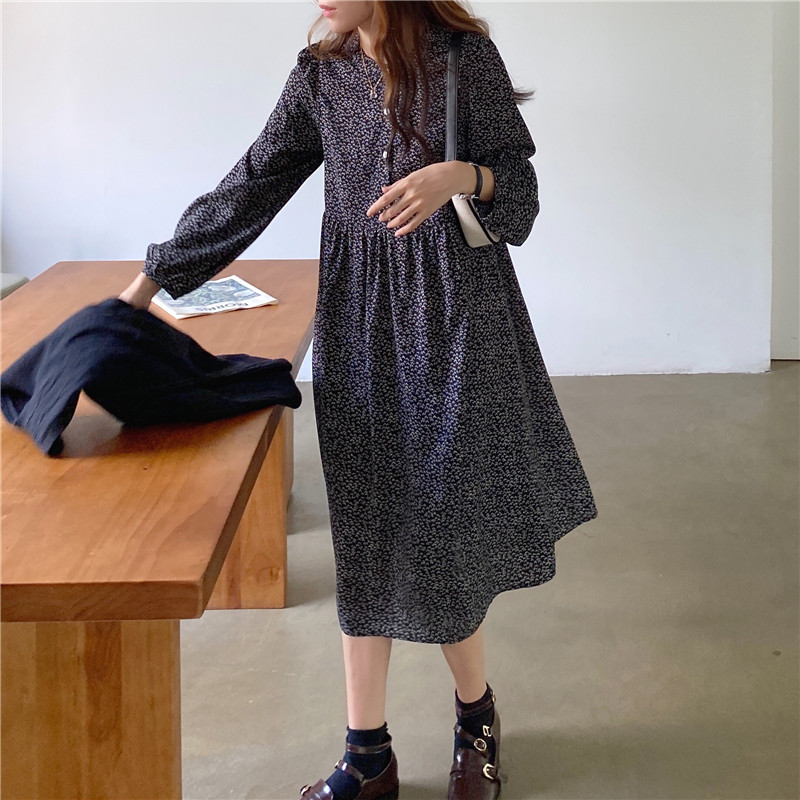 Đầm mini tay dài cổ tròn in hoa thời trang nữ 38078