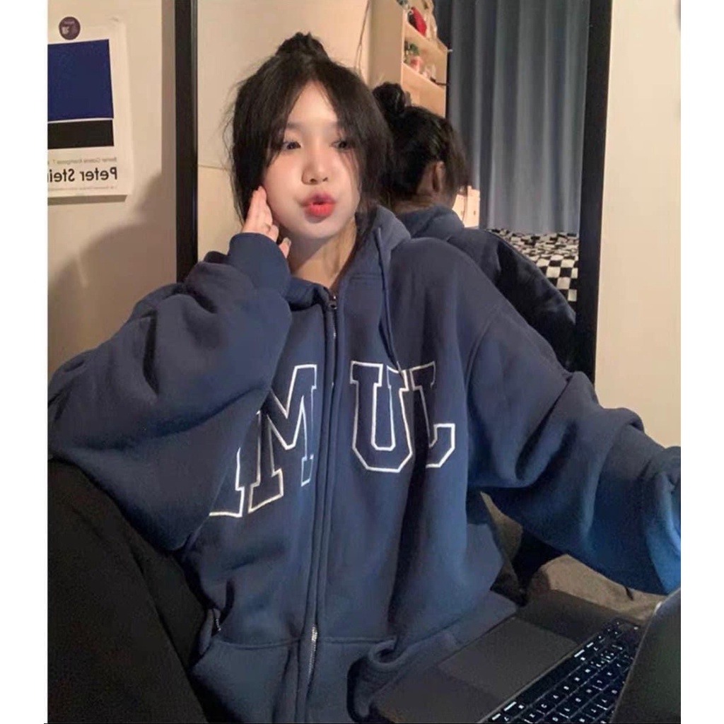Áo hoodie zip kéo khóa nam nữ UNISEX Fom rộng in chữ JUMP- Áo khoác thu đông nam nữ dài tay có mũ hoodie chất bo tăm hàn
