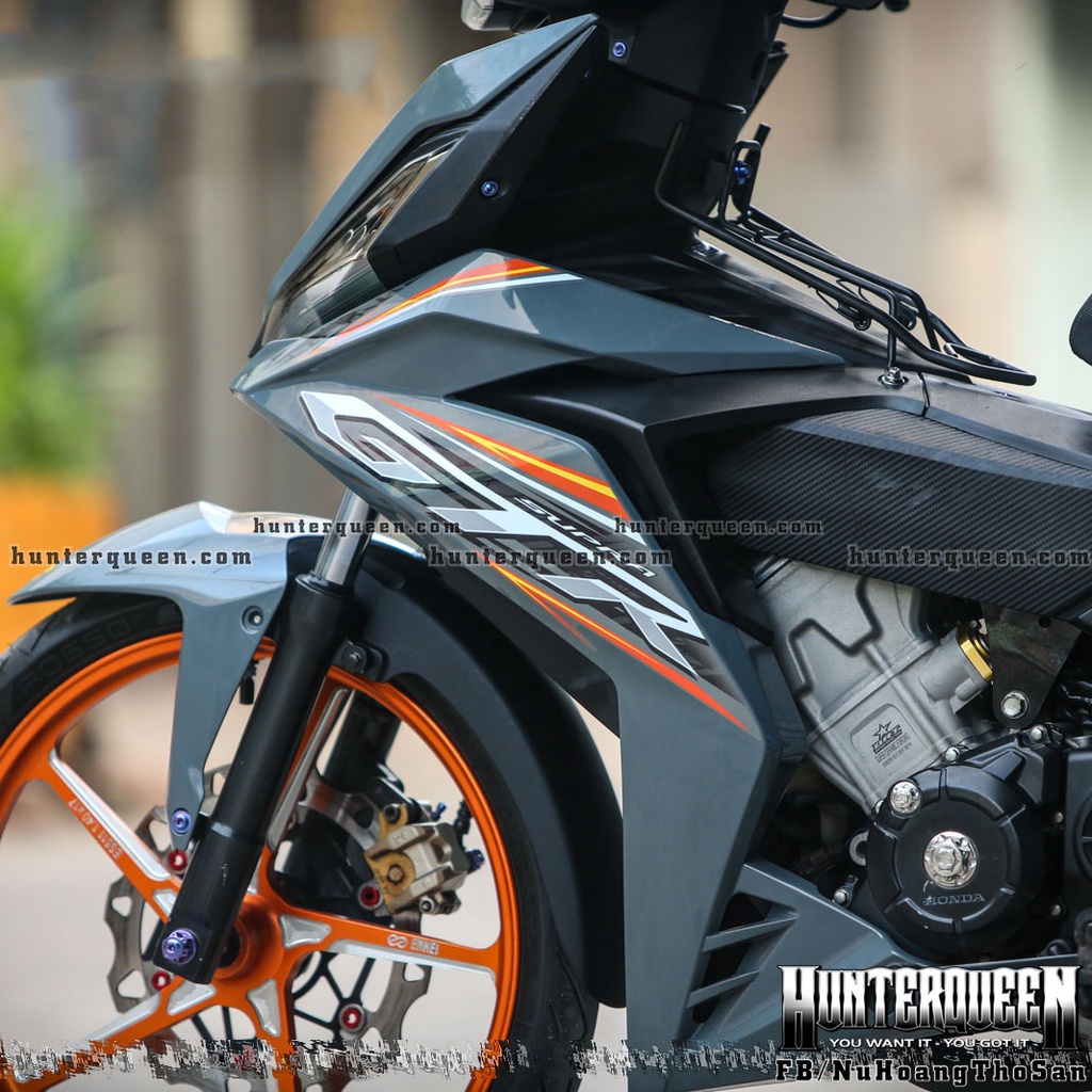 Tem rời cao cấp dán xe Winner GTR màu xám xi măng. Decal phối màu cam trắng đen bạc. Chỉnh sửa tùy theo xe