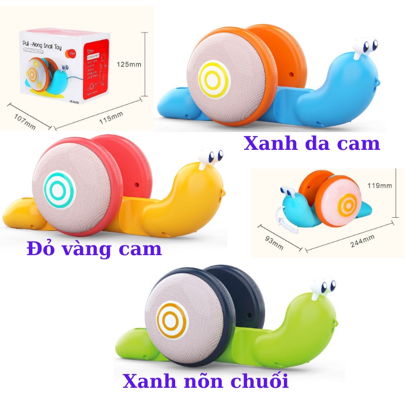 Đồ chơi ốc sên dắt bộ có dây kéo, đèn phát sáng và nhạc vui nhộn cho bé BG013