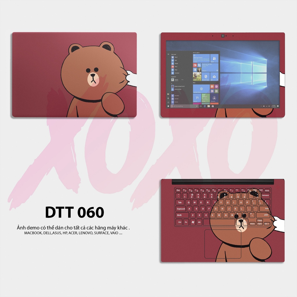 Bộ skin dán laptop mẫu Gấu Nâu / Có decal dán cho tất cả các hãng máy tính