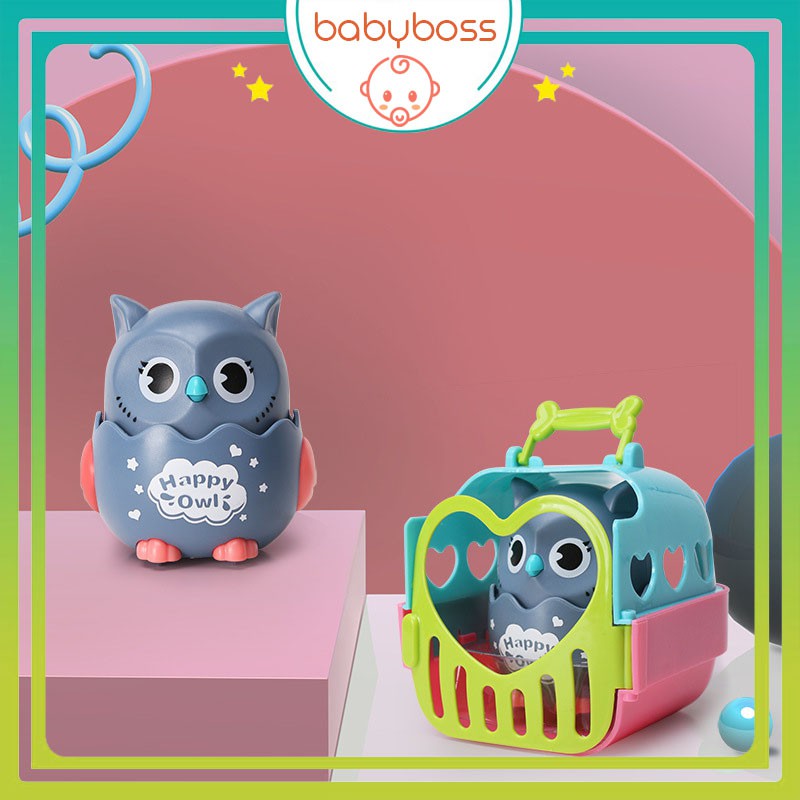 Đồ chơi vui nhộn chim cú có lồng đáng yêu cho bé chạy dây cót - babyboss