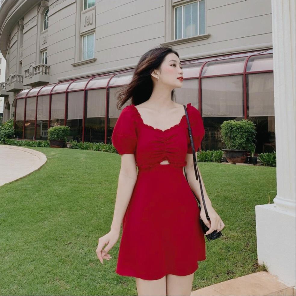 Đầm Chữ A LuShop Cut out Nhún Ngực May 2 Lớp hợp với Dự Tiệc Dạo Phố Đi Chơi
