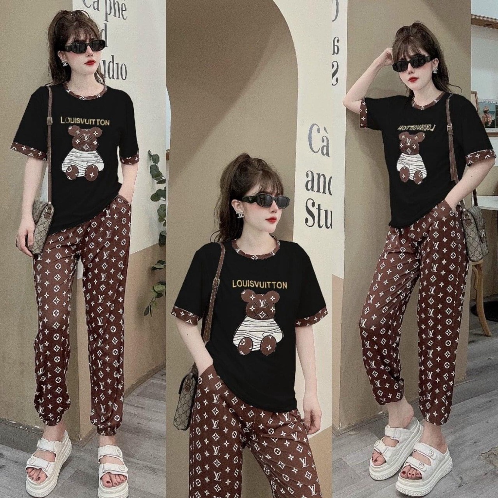Set Bộ Lv Quá Đỉnh Đủ Màu Cho Chị Em Free Size Dưới 57kg Chất Vải Mềm Mại , Co Giãn Dễ Chịu.
