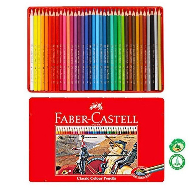 BÚT CHÌ MÀU KHÔ CAO CẤP FABER CASTELL 12/24/36/48 (HỘP GIẤY / HỘP THIẾC)