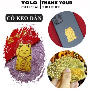 Mèo Thần Tài Dán Ốp Mạ Vàng Mang Tới Tài Lộc - Chiêu May Mắn - Phong Thủy Cho Người Sử Dụng