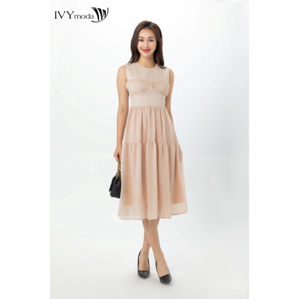 Đầm lụa xòe xếp nếp IVY moda MS 41B9197
