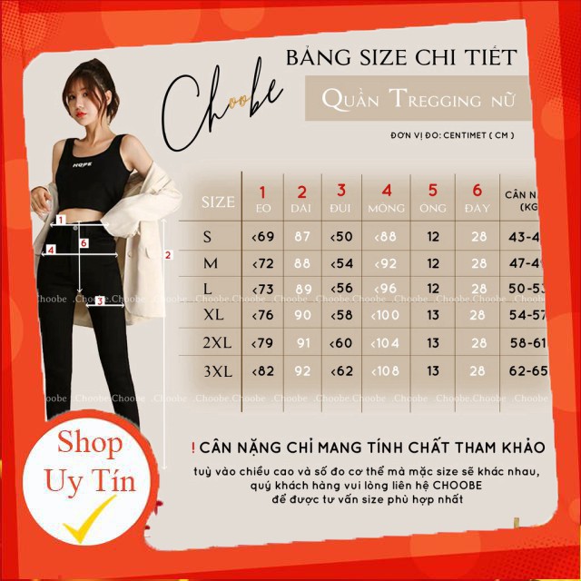 Quần tregging nữ Choobe cạp cao, tregging chất vải Umi cao cấp dày dặn co giãn tốt - Q13