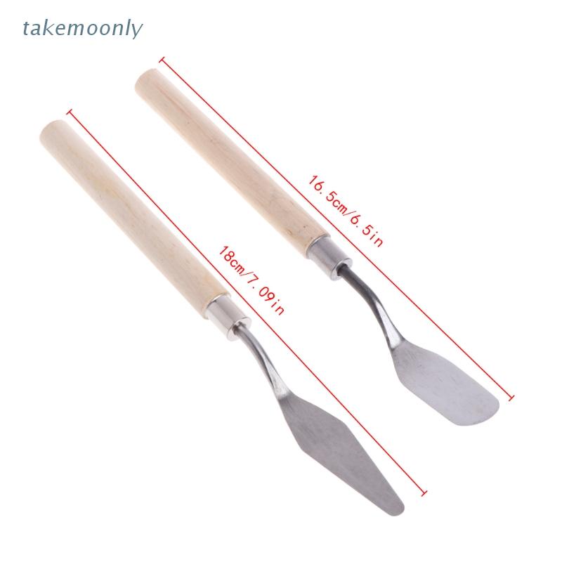 Set 2 Dao Trộn Màu Vẽ Tranh Sơn Dầu Bằng Thép Không Gỉ