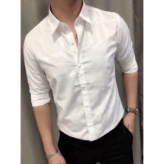 Áo sơ mi BBR vân nổi trắng đen