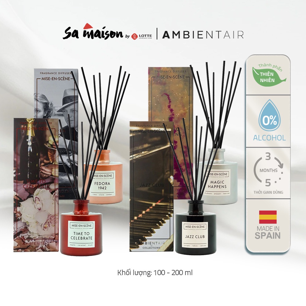 Tinh dầu nước hoa cao cấp thơm phòng que gỗ khuếch tán Ambientair 200ml - Mise En Scene