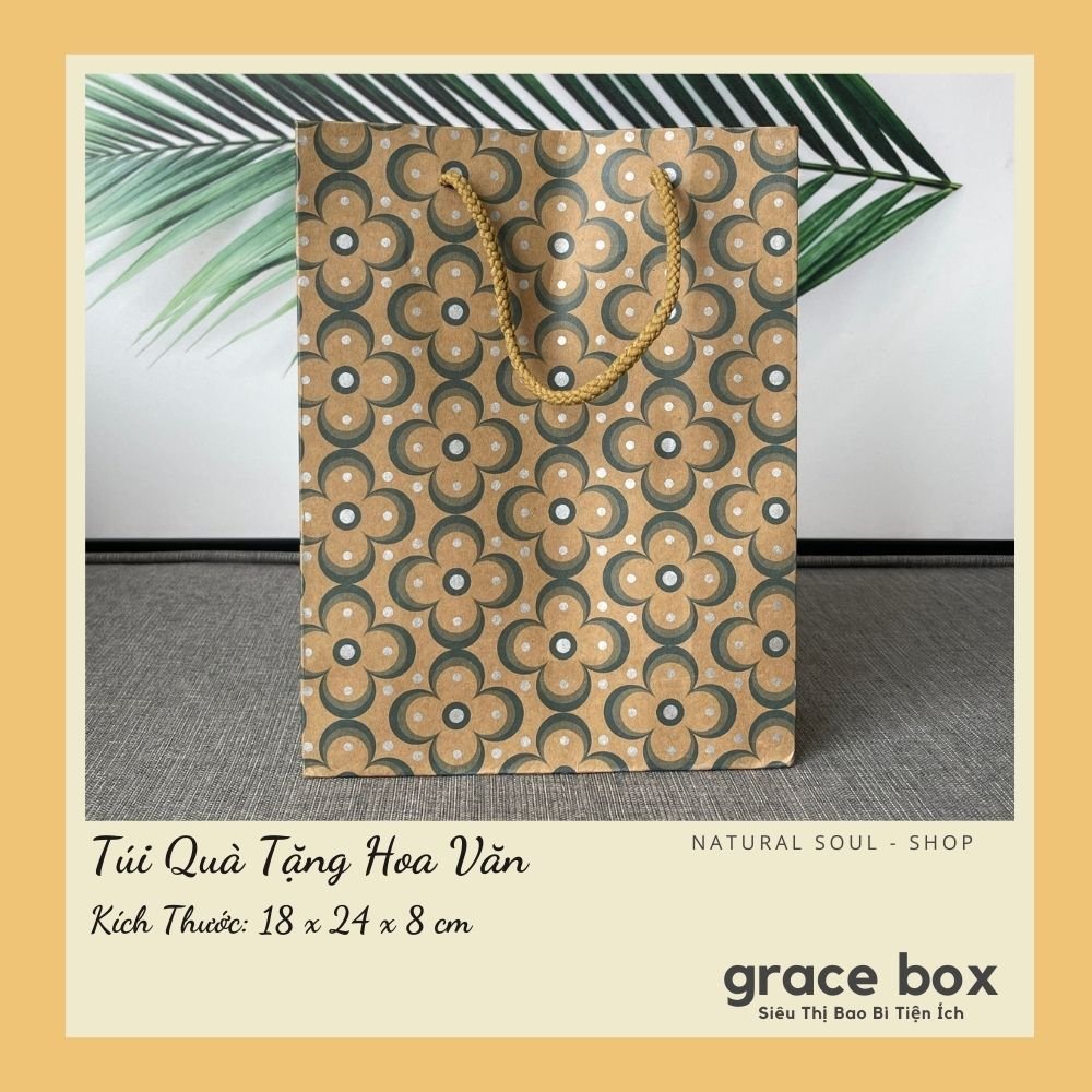 {Giá Sỉ} Túi Giấy Kraft Quà Tặng Hoa Văn - HV003 - Siêu Thị Bao Bì Grace Box