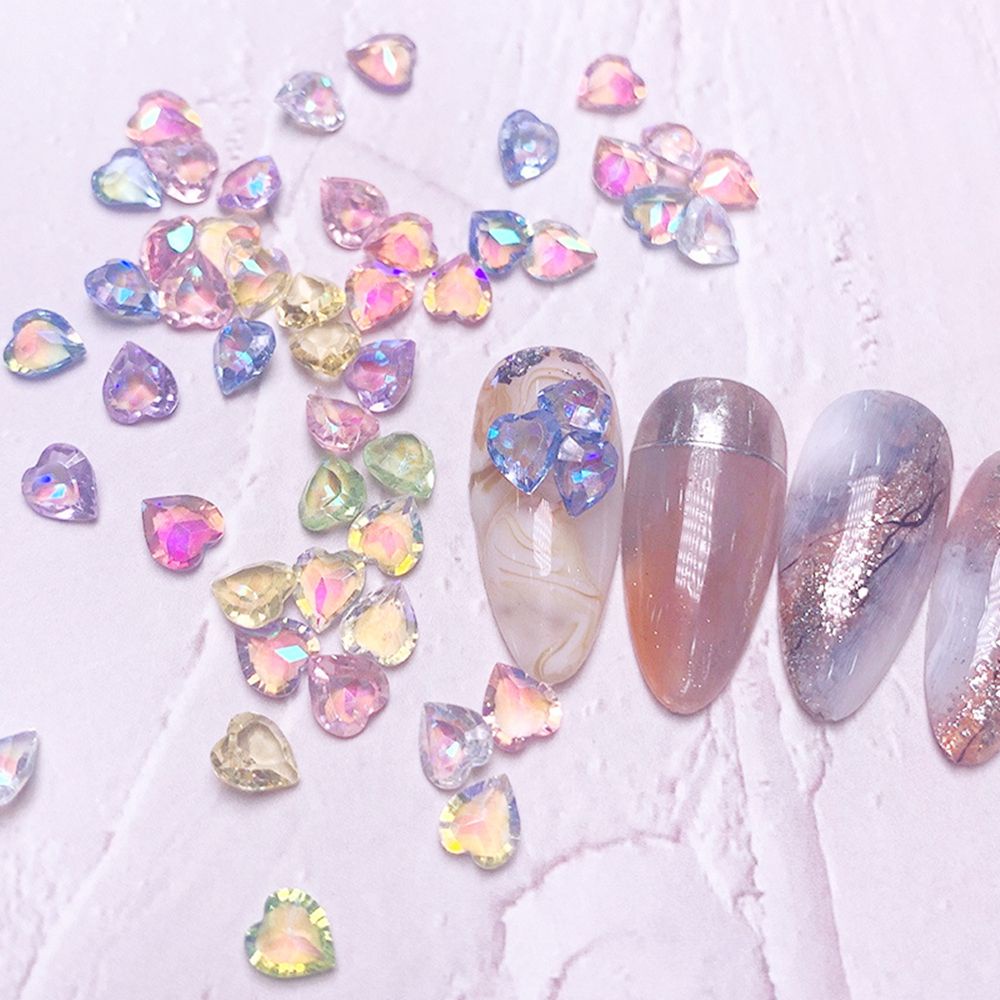 Bộ 100 Miếng Dán Trang Trí Móng Tay Cho Nữ|Trang Sức Móng Tay Hình Trái Tim|Mặt Dây Chuyền Hình Bát Giác|Trang Trí Móng Tay