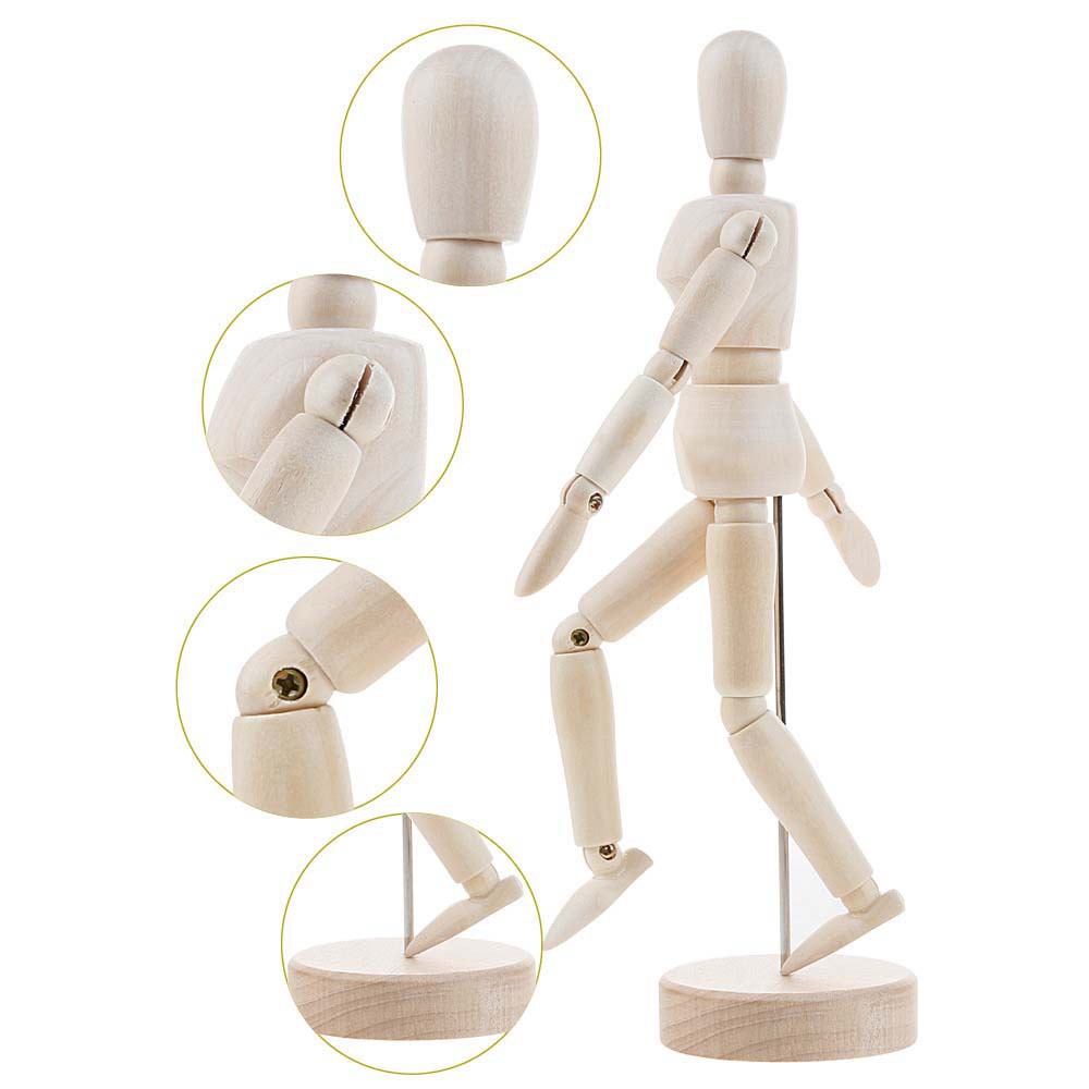 Ma-nơ-canh mô hình nghệ thuật bằng gỗ và kim loại chất lượng cao 4.5/5.5/8 inch