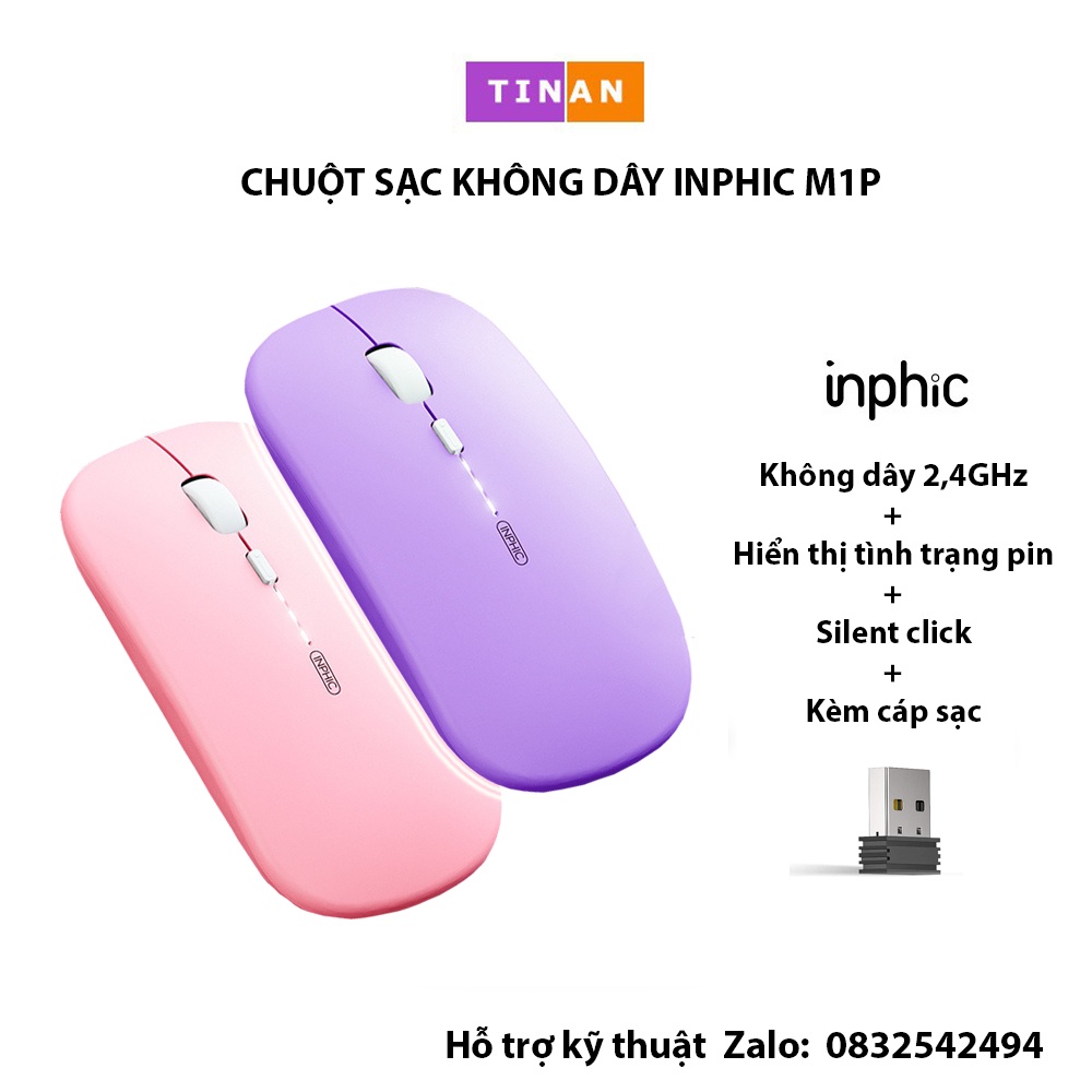 Chuột Sạc Không Dây Inphic M1P, Hiển Thị Pin, Cho Máy Tính, Laptop