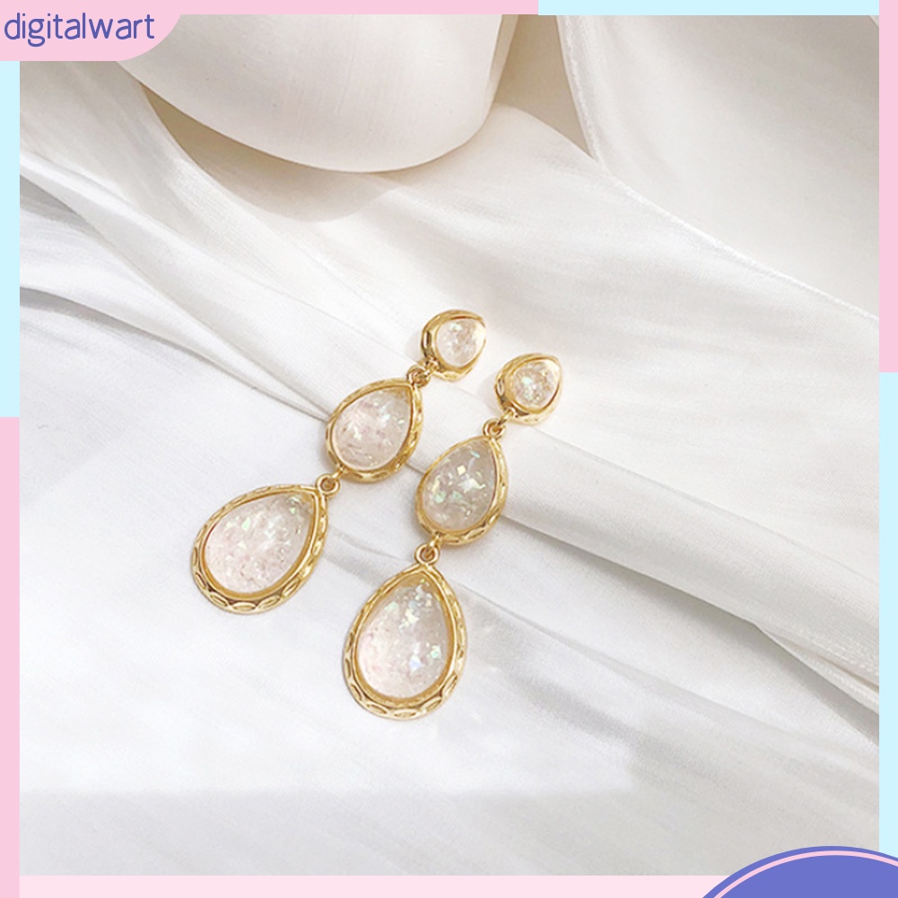 Đôi Khuyên Tai Dáng Dài Hình Giọt Nước Đính Đá Thời Trang Cho Nữ