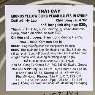Đào Ngâm Kronos Lon 820g