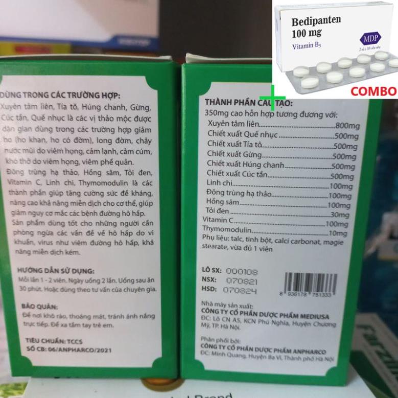 Combo Bedipanten 100mg +  Xuyên Tâm liên