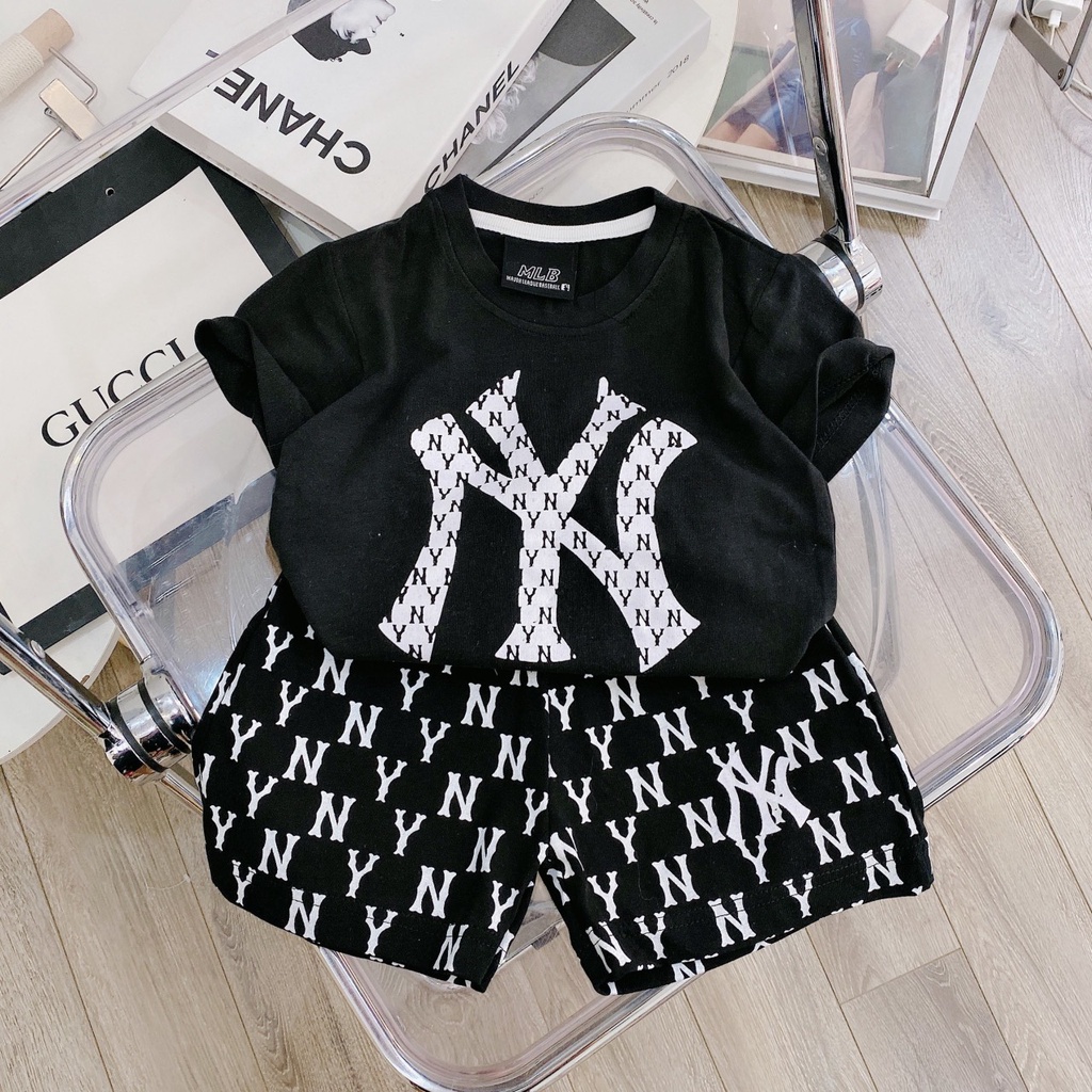 Bộ cộc tay bé trai in chữ N Y chất cotton cao cấp mềm mịn mát cho bé từ 6 - 24kg Moobaby Shop