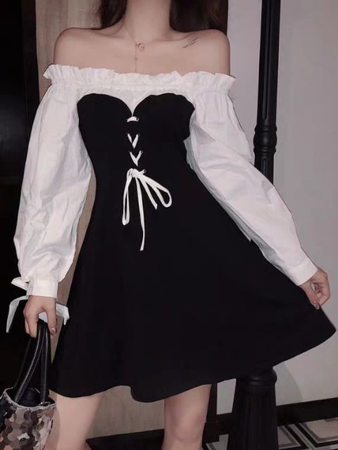 Váy tiktok đen trắng ulzzang (có sẵn) | BigBuy360 - bigbuy360.vn