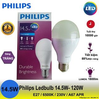 Bóng đèn Philips LEDBulb 14.5W-120W E27 6500K 230V A67 APR