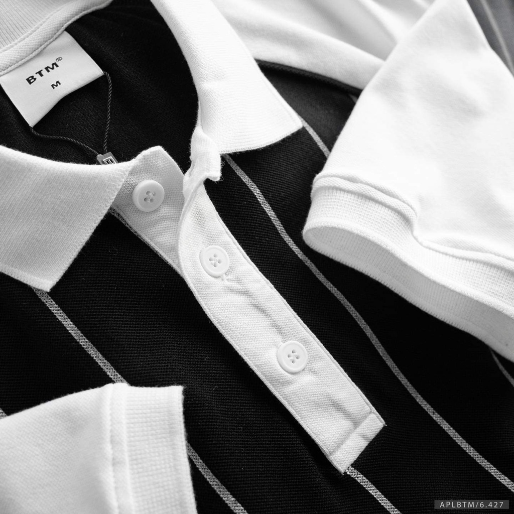 Áo thun polo kẻ sọc trẻ trung, cá tính, chất liệu thun cá sấu siêu mịn mát 9691