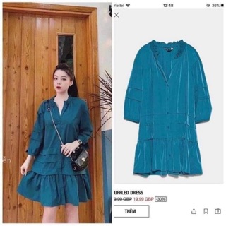 Váy zara auth sale màu xanh