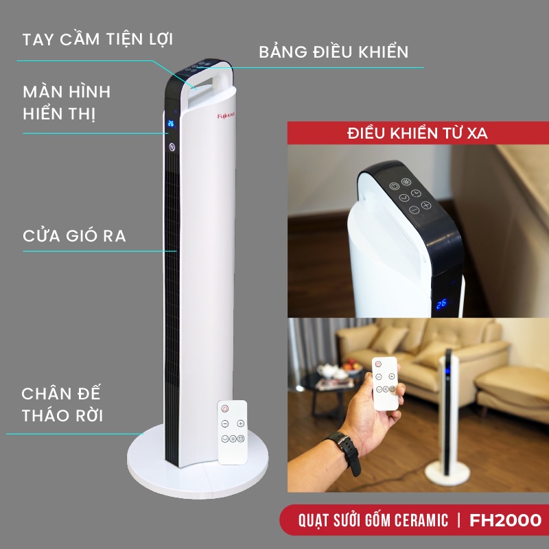 Máy sưởi gốm không khô da Nhật Bản nhập khẩu FUJIHOME FH2000 không đốt oxi tự ngắt tiết kiệm điện