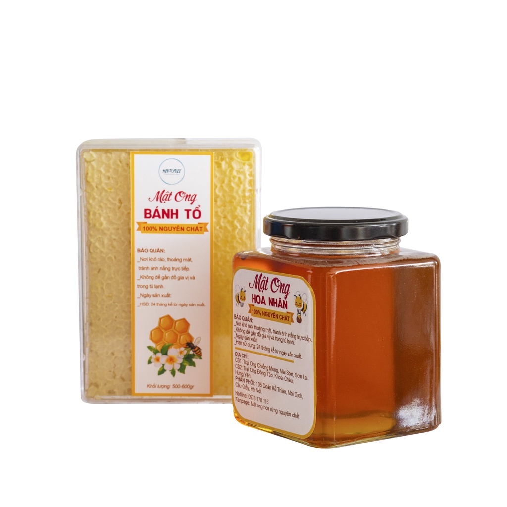 Mật ong rừng nguyên chất tự nhiên hoa nhãn loại đặc biệt hũ thủy tinh 500ml Herybee