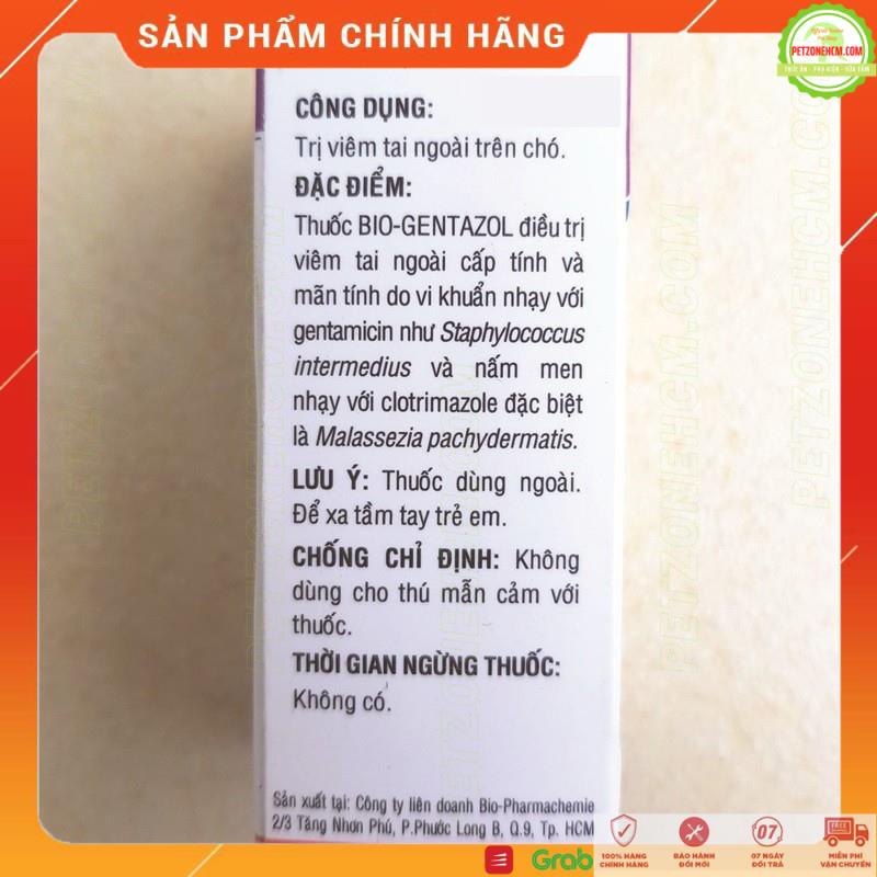 1 chai Bio Gentazol 10ml nhỏ tai cho chó ⚜ FREESHIP ⚜ viêm tai ngoài, tai có mùi hôi, ửng đỏ, có mủ