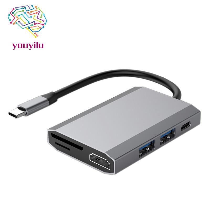 6-In-1 Type-C Docking Station USB3.0+HDMI-Compatible+PD+SD+TFHD 4K