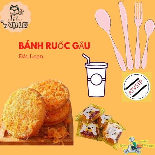 Bánh Ruốc Gấu Bánh Bông Lan Gấu Phủ Chà Bông Đài Loan 40g Thơm Ngon- Ăn Vặt Lel