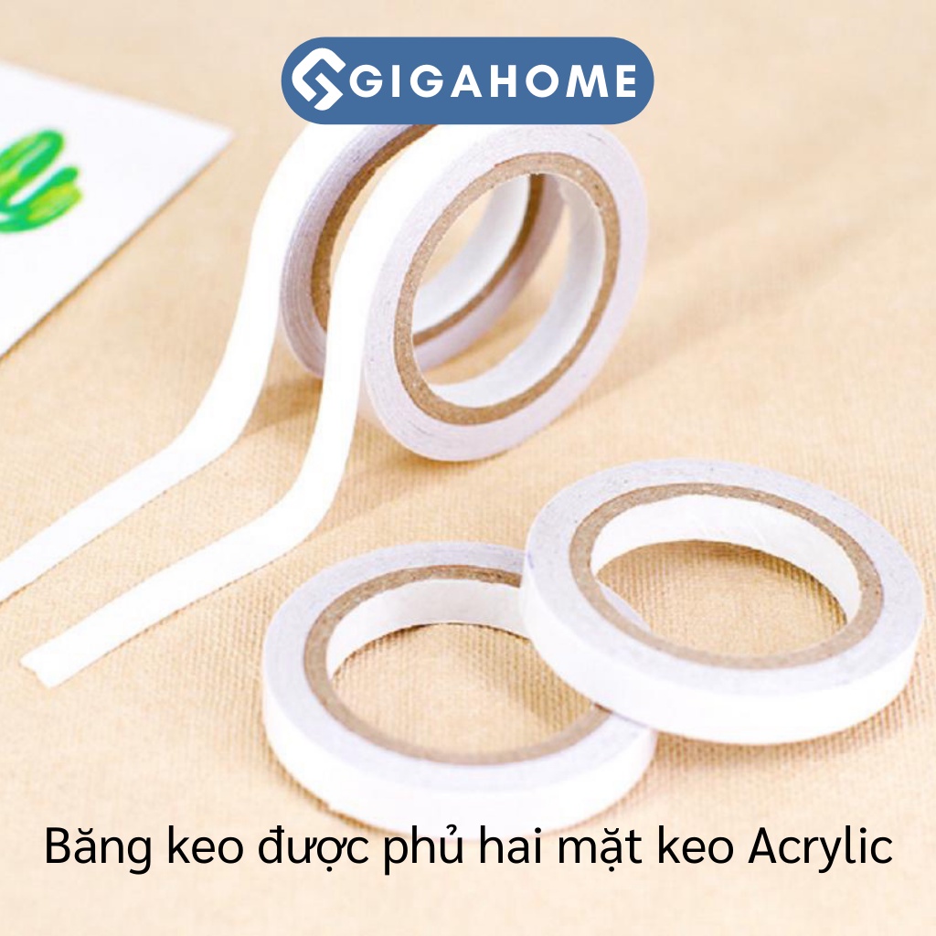 Cuộn Băng Keo 2 Mặt GIGAHOME 0.8cmx6m Siêu Bám Dính 6556