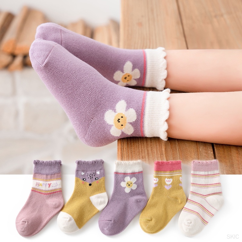 5 Đôi Vớ Ống Ren Kẹo Hoạt Hình Đáng Yêu Mùa Thu Mới Bán Chạy Cho Bé Gái