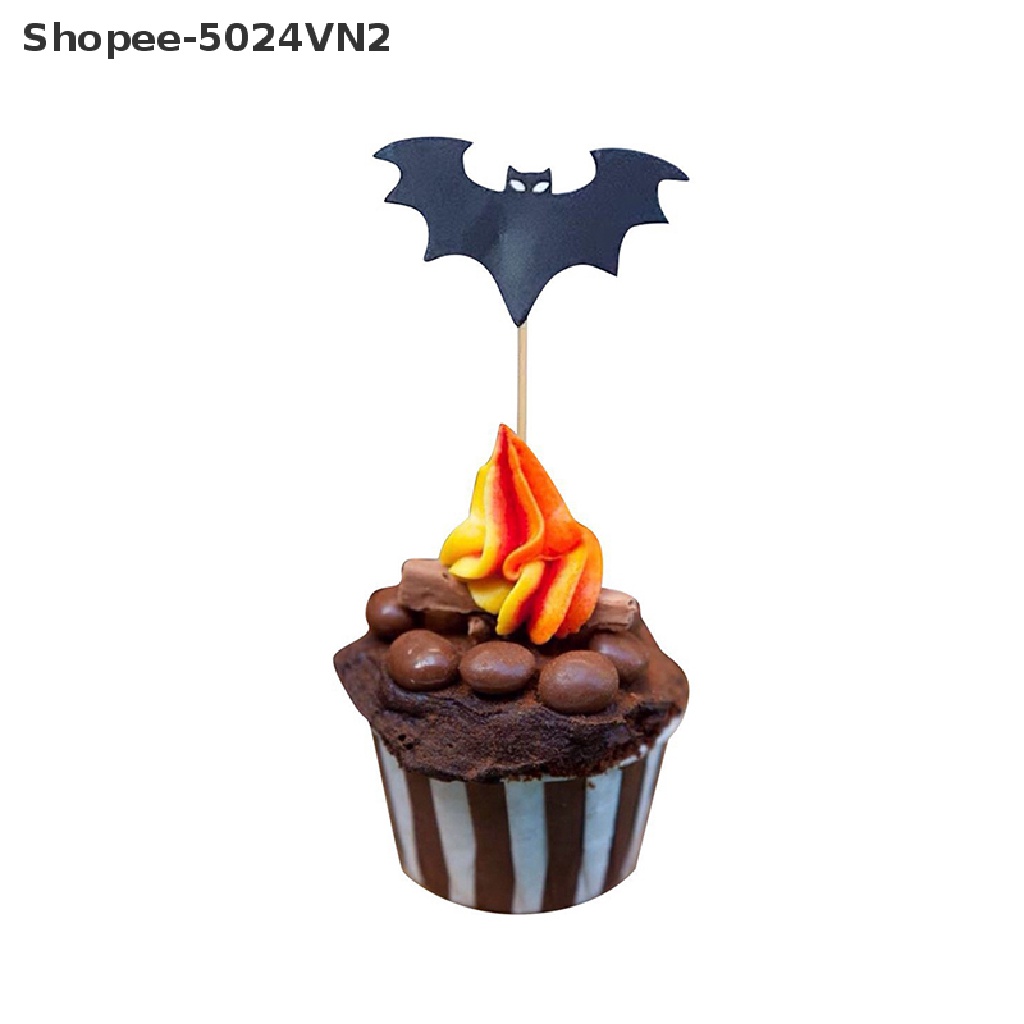 [Mới &amp; Halloween] Set 48 Phụ Kiện Trang Trí Bánh Cupcake Hình Ma Hoạt Hình Cho Tiệc Halloween