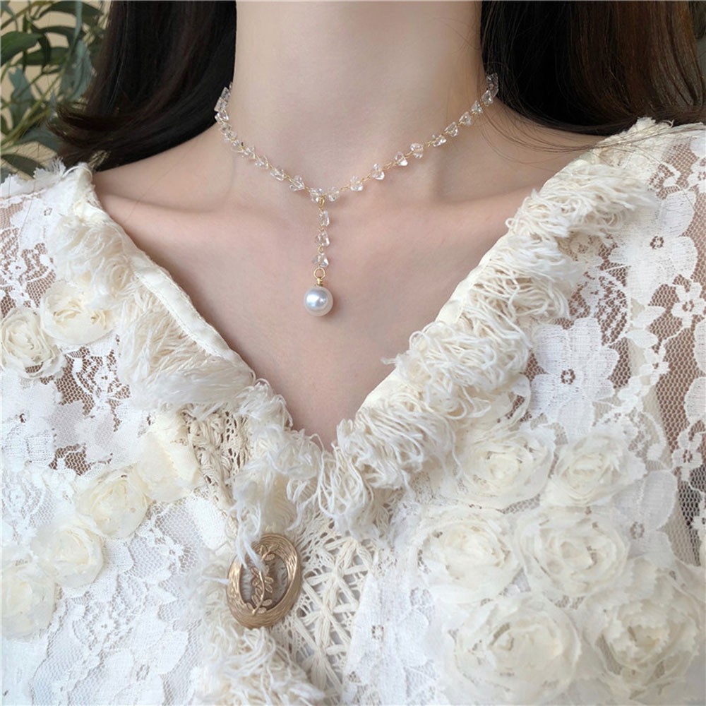 Dây chuyền trang trí mặt đính hạt ngọc trai nhân tạo kiểu dáng thanh lịch dành cho nữ