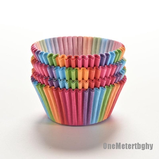 Set 100 cốc giấy cầu vồng làm bánh cupcake