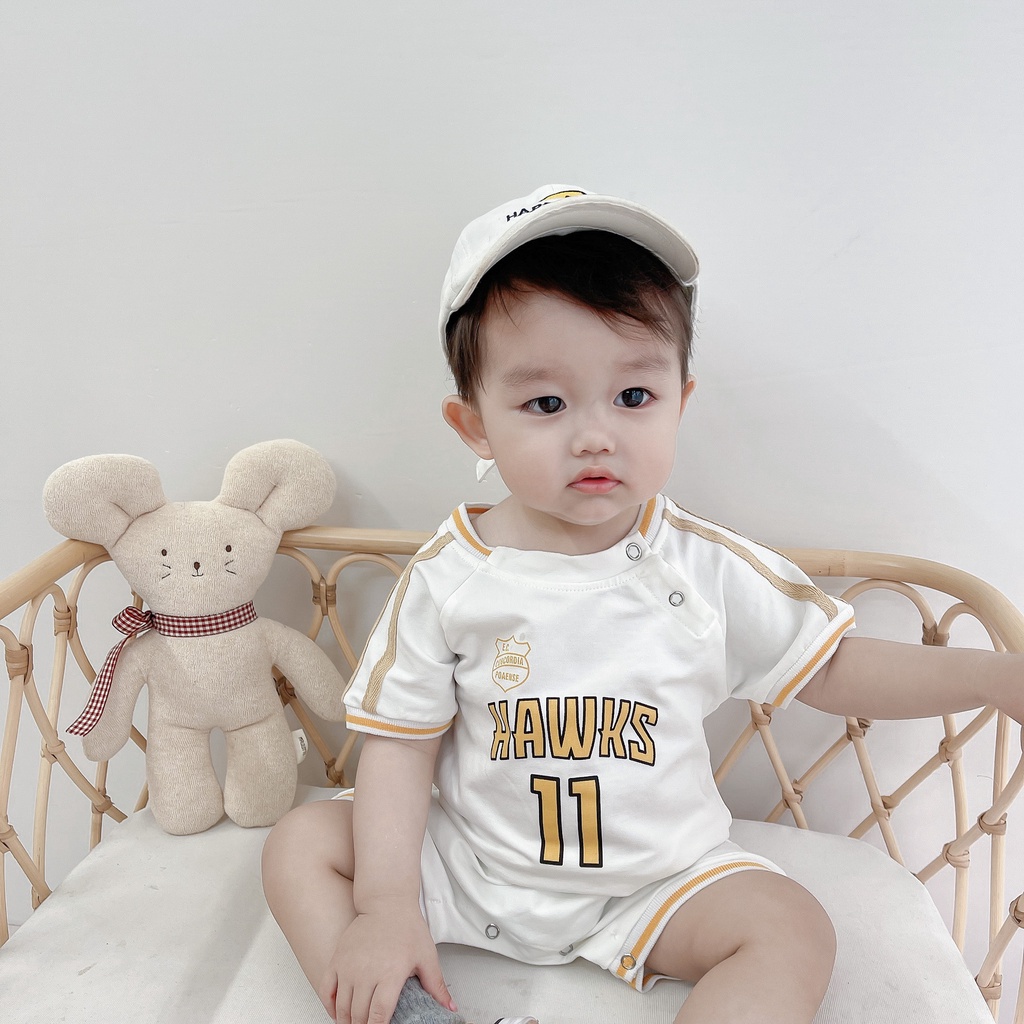 Bộ áo liền quần tay ngắn in hình trái bóng dễ thương thời trang mùa hè cho bé