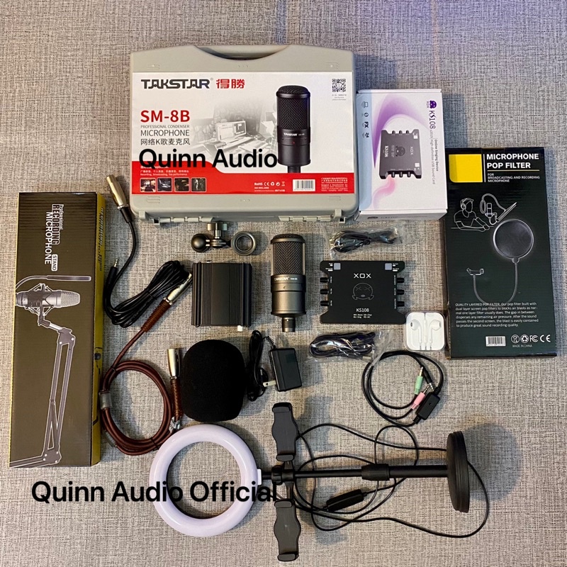 TRỌN BỘ MIC THU ÂM LIVESTREAM SM8B và SOUNDCARD KS108 phụ kiện cao cấp