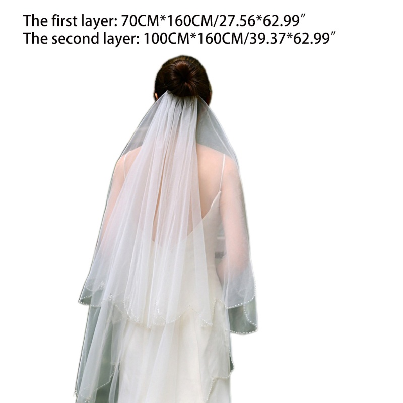 Mạng Che Mặt Cô Dâu 2 Tầng Lấp Lánh Cắt Lược Với Hạt Pha Lê