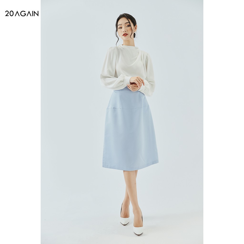 Áo sơ mi nữ dài tay cổ đổ 20AGAIN, thiết kế tay bồng ASA1109