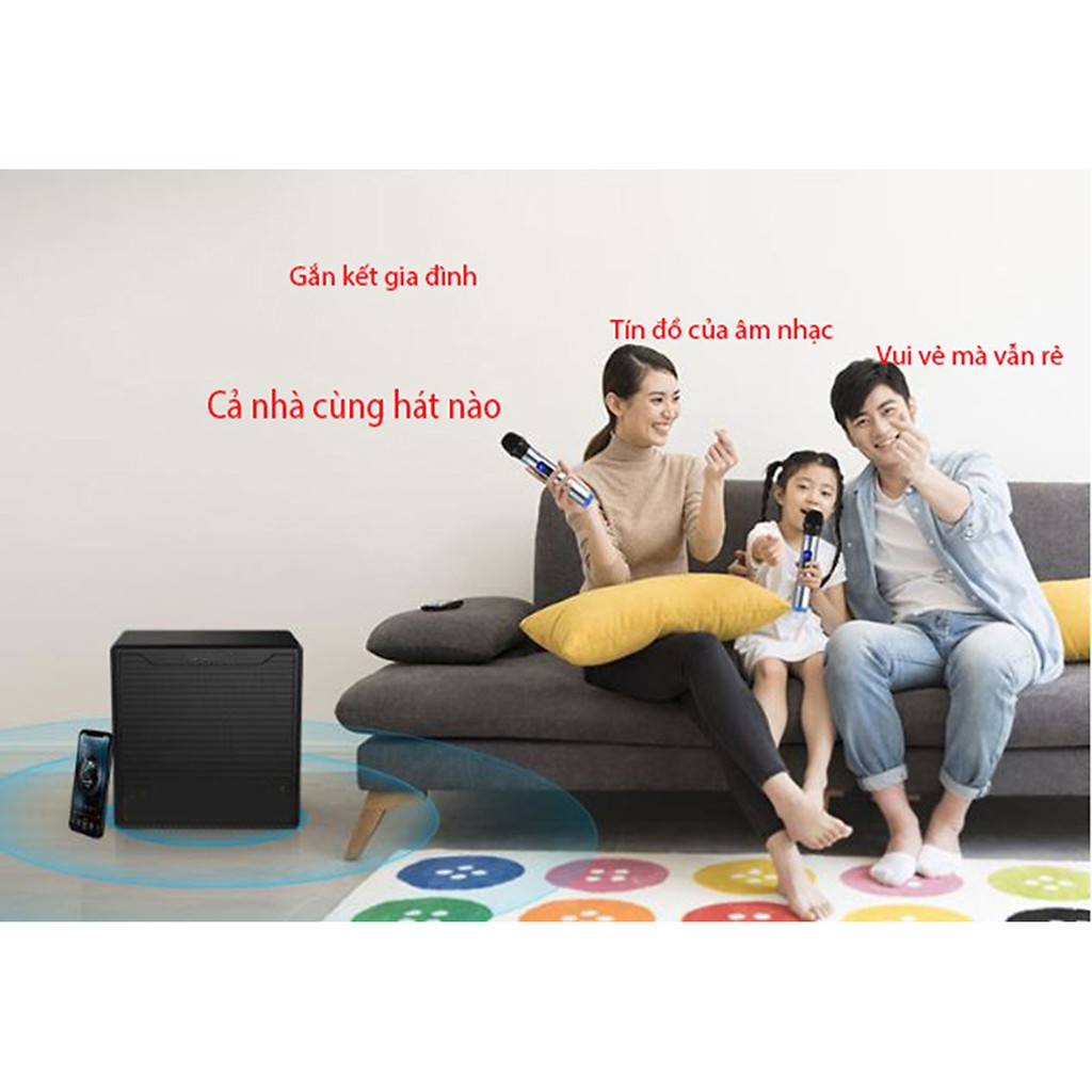 Bộ loa hát karaoke gồm 2 micro UHF dùng cho tivi smart và điện thoại Amoi L6P Hàng nhập khẩu