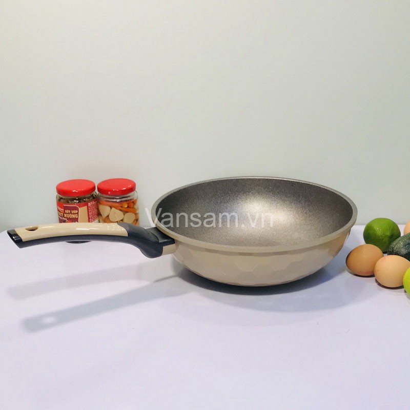 Chảo Đá Granite Korea King 28cm Màu Kem