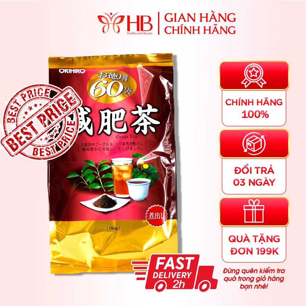 Trà Genpi Orihiro hỗ trợ giảm mỡ thừa 60 gói/túi chính hãng Nhật Bản