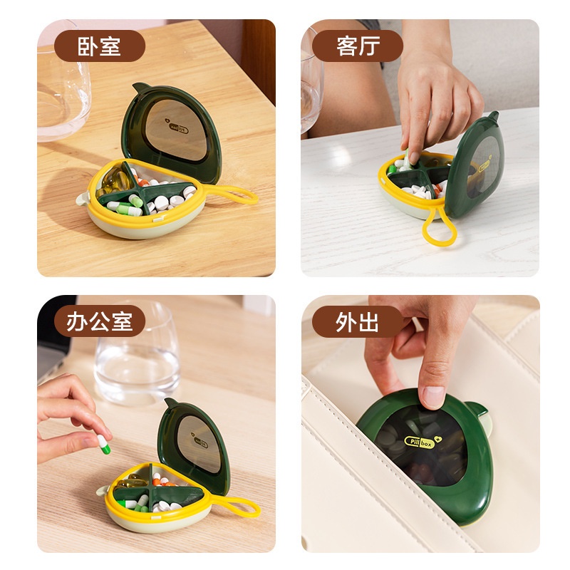 Hộp đựng thuốc gồm 4 ngăn tiện dụng bằng silicon và ABS