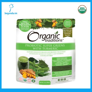 Bột lợi khuẩn super green nghệ hữu cơ Organic Traditions